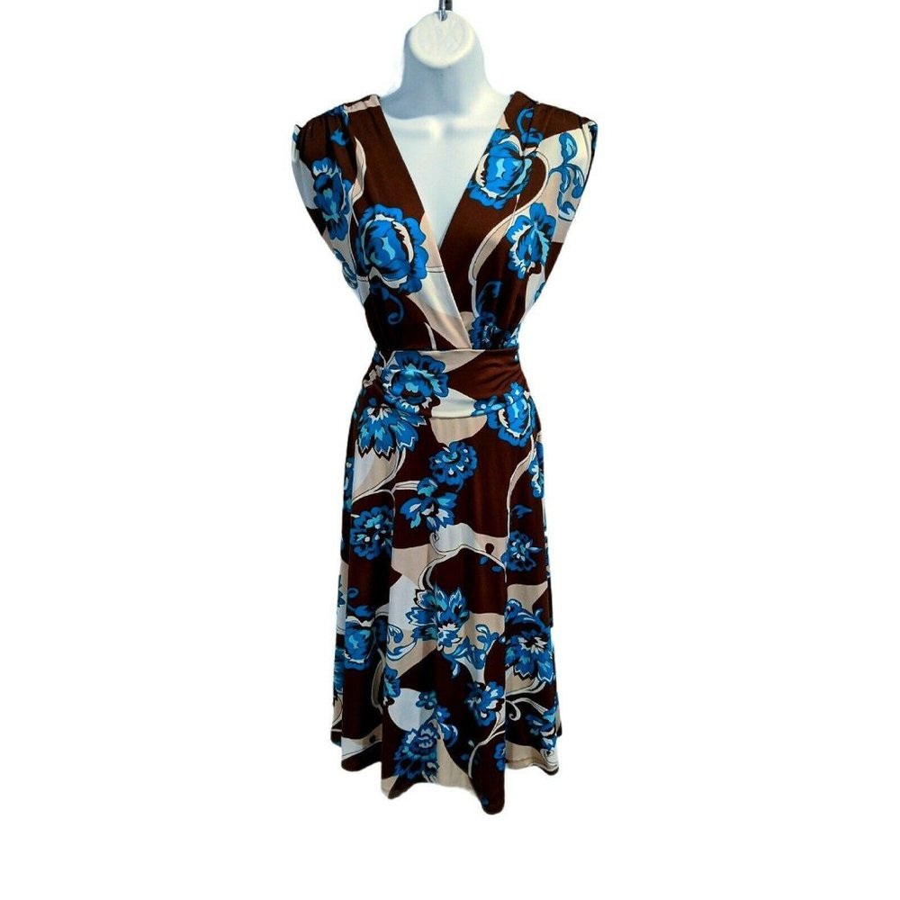 Roulette Brown and Blue Stretch Dress Size M